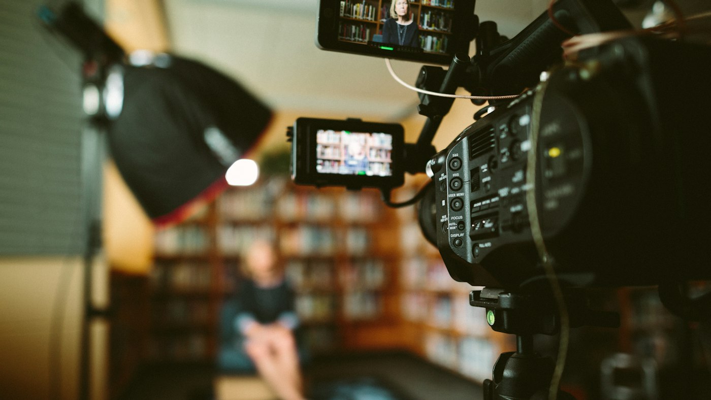 Video production shoot for small business marketing content
